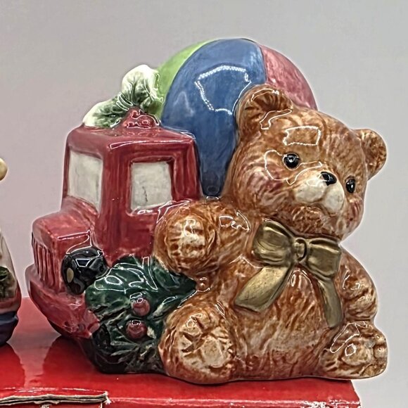 Fitz and Floyd Omnibus Toyland Salt & Pepper Shakers Vtg Original Box Never Used - Picture 3 of 11